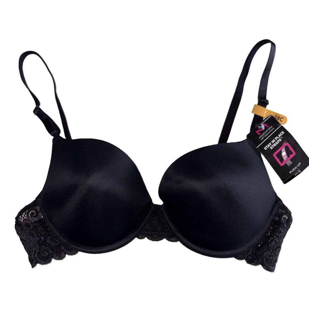 Maidenform Black Lace Push Up Underwire Bra Black Size 38C NEW Style 05809